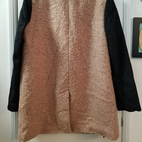 Wool mix color block zip up coat with zipper details - Picture 4 of 12